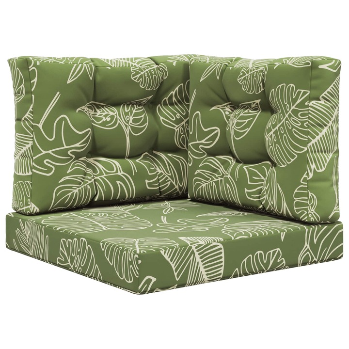 vidaXL Kültéri kanapé párna 3 pcs Levélminta Poliészter 900775