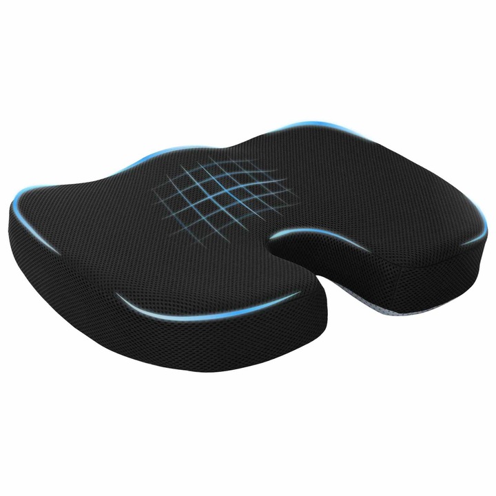 vidaXL Ülőpárna Egyszínű Fekete 47 x 36, 5 x 8 cm Memóriahab 42012685