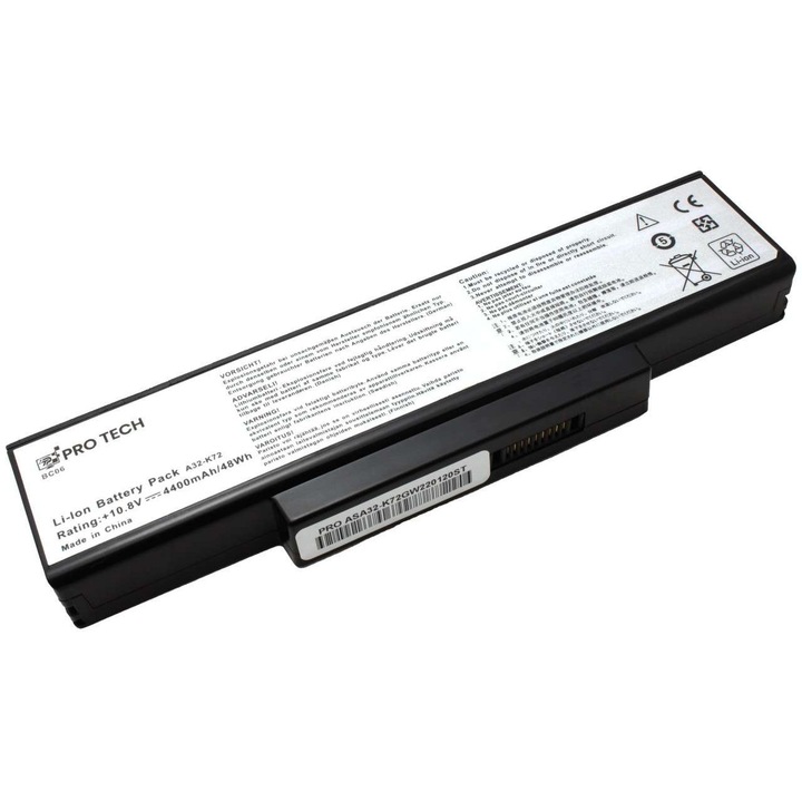 Baterie compatibila cu Asus 70 NX01B1000Z, 70 NXH1B1000Z, 70 NZY1B1000Z, 70 NZYB1000Z, A32 K72, A32 N71, A72, A72D, A72DR, A72F, A72J, A72JK, A72JR, A73, A73E