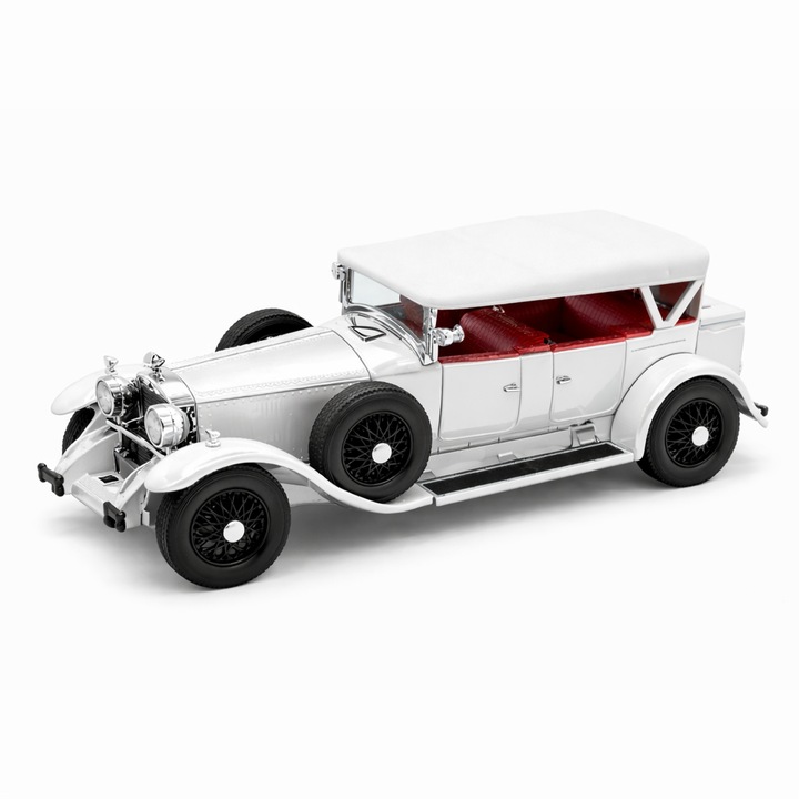 Macheta Auto Rolls Royce Phantom I Alb Metalizat, Metal, Scara 1:24