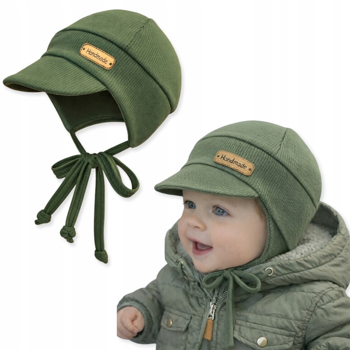 Caciula pentru bebelusi cu bracera, Dartomik, 36-38, unica, verde masliniu