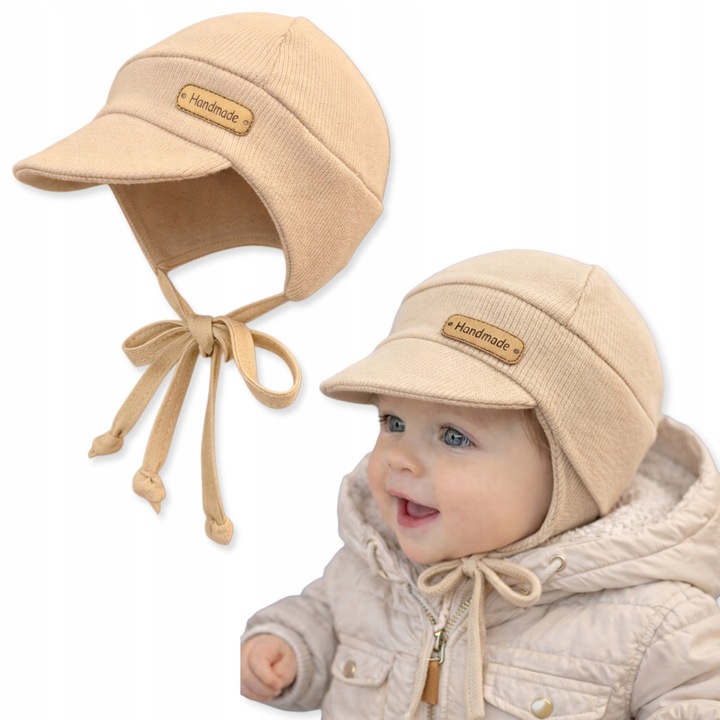 Caciula pentru bebelusi cu bracera, Dartomik, 36-38, unica, bej