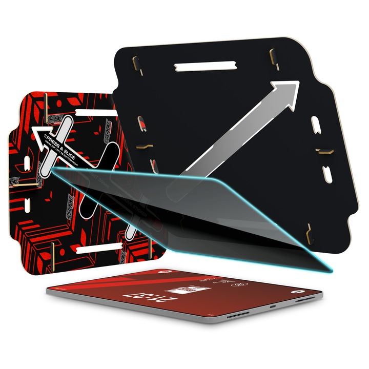 Folie protectie sticla securizata GrizzGlass SecretGlass Easy Privacy, Kit montare inclus, compatibila cu iPad Air 11 inch 2024/2025/2026, Negru