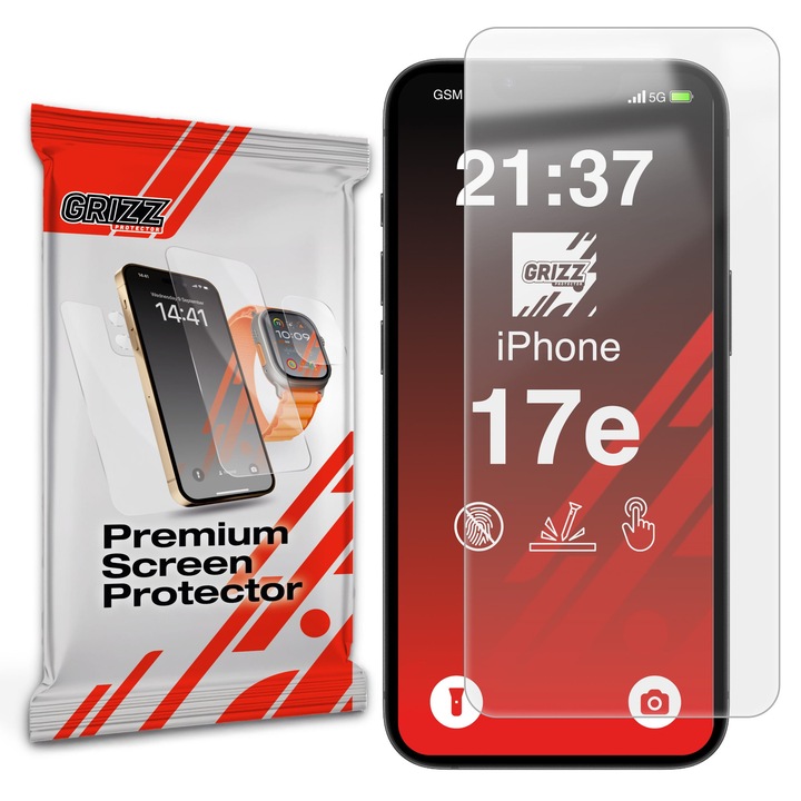 Folie protectie GrizzGlass PaperScreen compatibila cu iPhone 17e / 16e, Transparent
