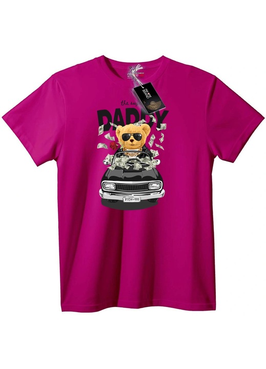 Póló Gazdag medve, autó, pénz, Halványlila