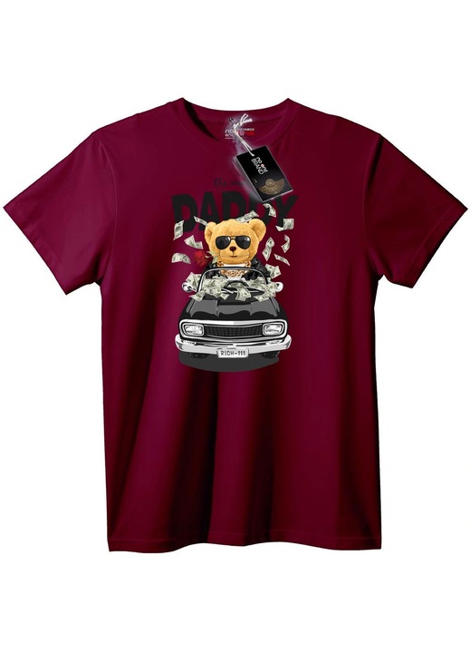 Póló Gazdag medve, autó, pénz, Bordó
