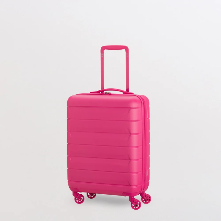 Troler cabina CARPISA, CLOUD GO, policarbonat +ABS, roti multidirectionale, 55x37x 20, super usor, 31 litri, roz fuchsia