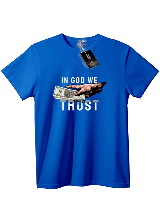 Póló 'In God We Trust' pénzzel, Kék
