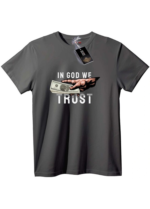 Póló 'In God We Trust' pénzzel, Szürke