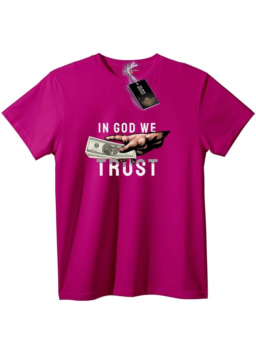 Póló 'In God We Trust' pénzzel, Halványlila