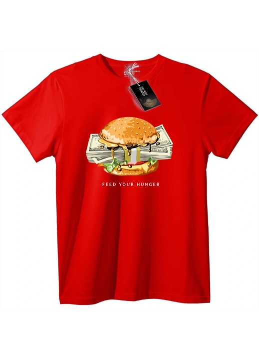 Póló 'Burger és Pénz', Piros