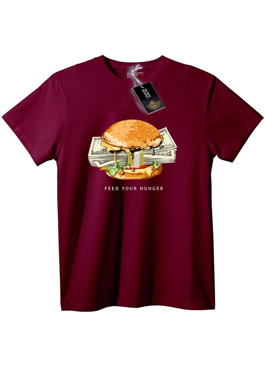 Póló 'Burger és Pénz', Bordó