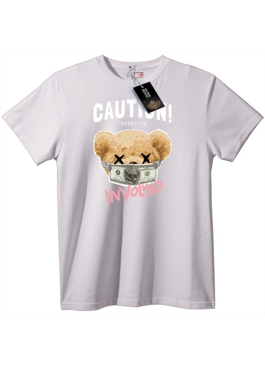 Póló 'Figyelem: Pénz a közelben', Fehér