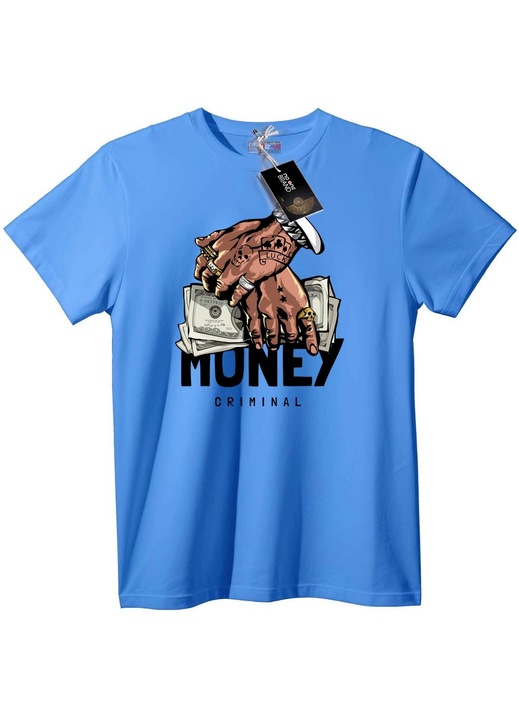 Póló 'Maffia Kezek Pénzzel', Világoskék