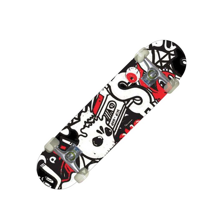 Skateboard Nextreme by Toorx Street Pro Hip Hop, 79x20 cm, 7 straturi artar canadian, Roti PU 50x36 mm, Rulmenti ABEC-7, Max 100 kg