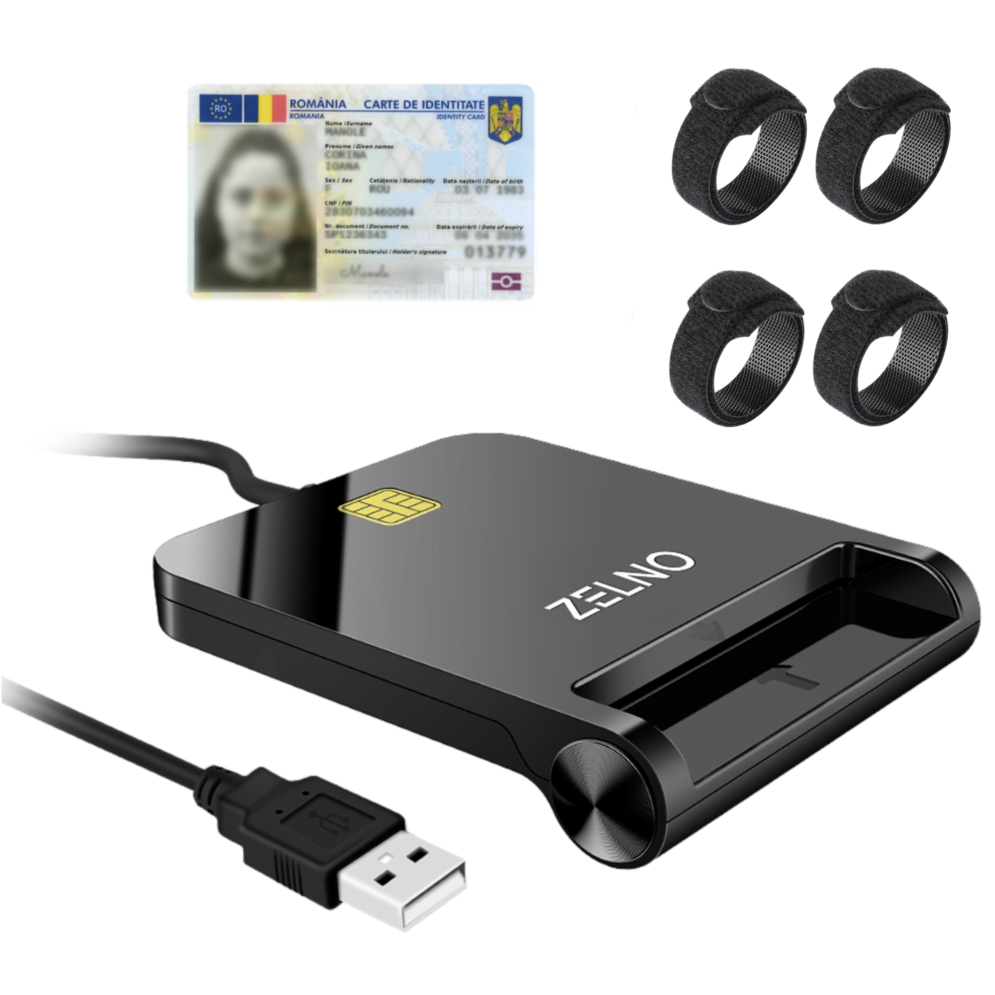 Cititor Carduri ZELNO®, Cititor Carte de Identitate CEI, USB-A