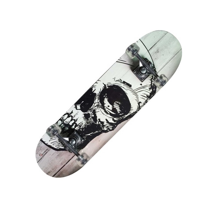 Skateboard Nextreme by Toorx Tribe Pro Skulls, 79x20 cm, 9 straturi artar, Roti PU 50x36 mm, Rulmenti ABEC-5, Max 90 kg