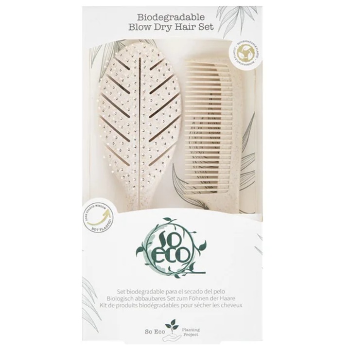 Set perii pentru par Blow Dry ecologic biodegradabil, 2 bucati, So Eco
