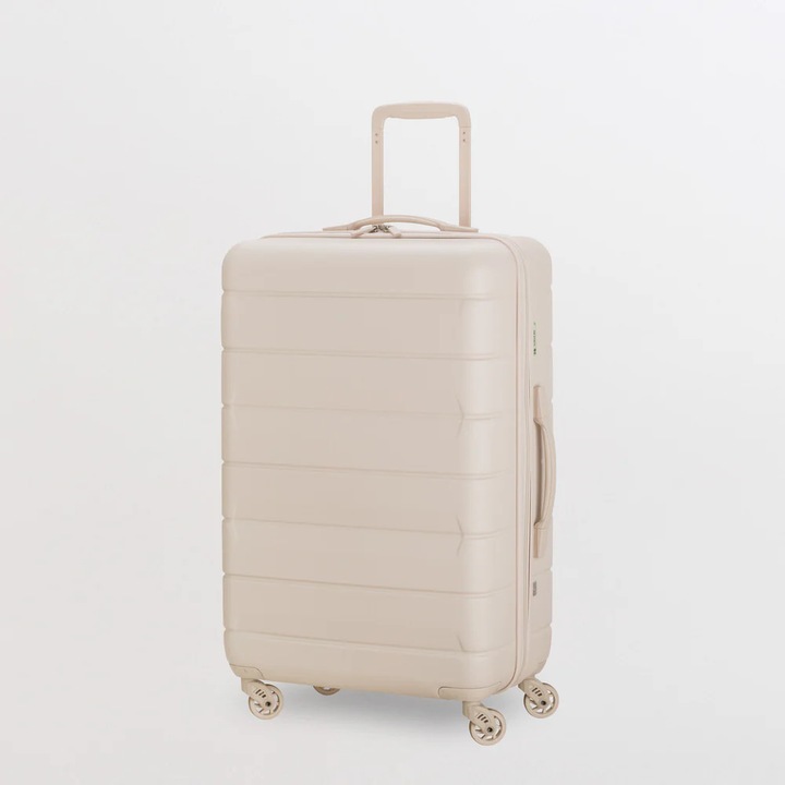 Troler cabina CARPISA, CLOUD GO, policarbonat +ABS, roti multidirectionale, 68x44x 25, super usor, 57 litri, crem