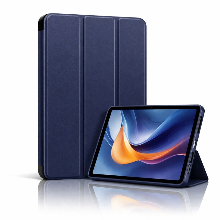 Husa tableta StandPro pentru Honor Pad X8a, Protectie 360°, Carcasa Rigida, Piele ECO, Anti-soc si Anti-zgarieturi, Albastru