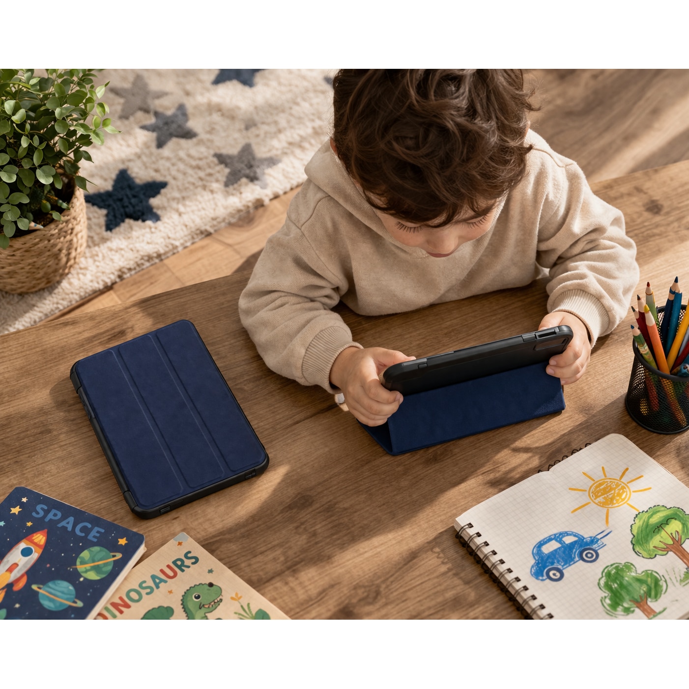 Husa tableta StandPro pentru Lenovo Legion Tab Gen 3, Protectie 360°, Carcasa Rigida, Piele ECO, Anti-soc si Anti-zgarieturi, Albastru