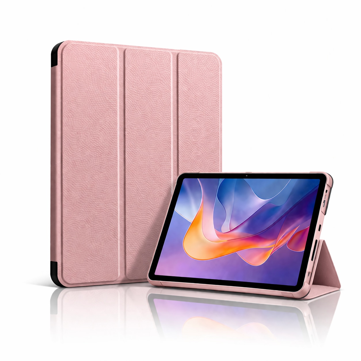 Husă tabletă DAMUR pentru Samsung Galaxy Tab S11, protecție 360, carcasa rigida, piele ECO, roz