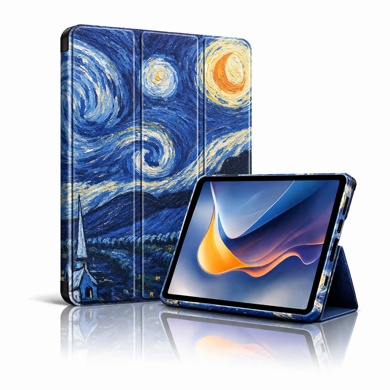 Husa tableta StandPro pentru Xiaomi Pad 6 / Pad 6 Pro, Protectie 360°, Carcasa Rigida, Piele ECO, Anti-soc si Anti-zgarieturi, Starry Night