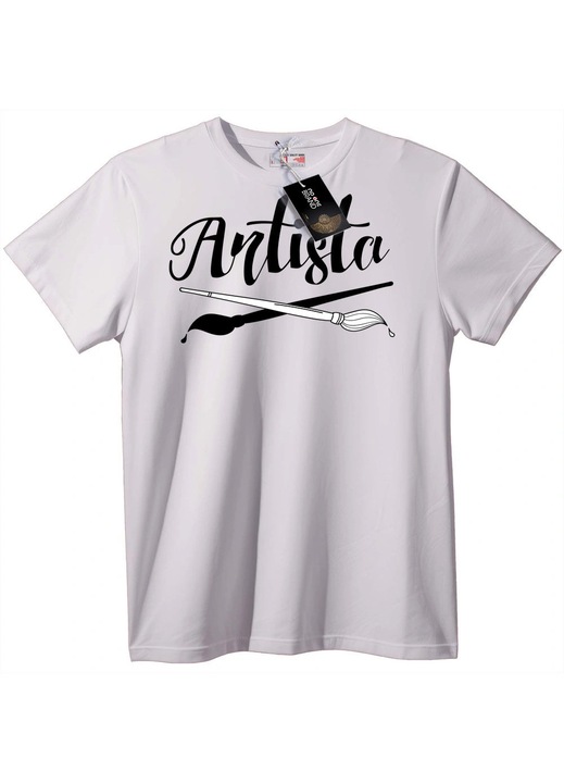 Póló 'Művész' ecsettel, fehér, 4XL