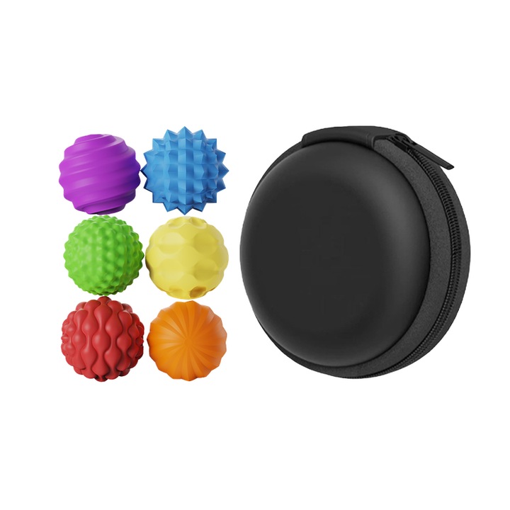 Set 6 Bucati Mingi Magnetice Senzoriale Antistres cu 6 Texturi Jucarii Calmante pentru ADHD si Autism Jucarii Colorate pentru Relaxare pentru Adulti si Copii
