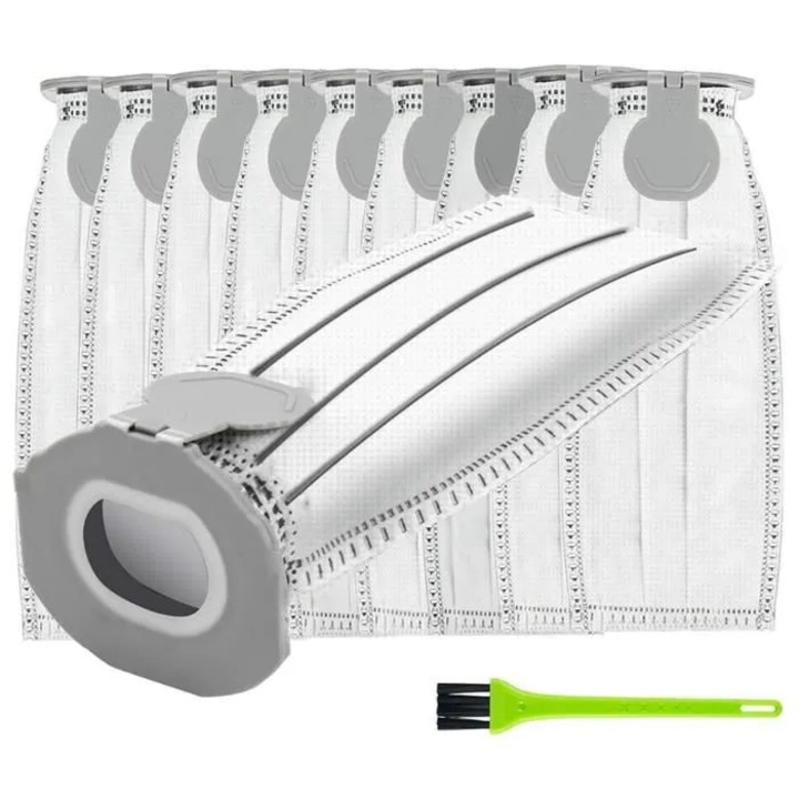 Pungi de praf pentru aspiratoare, set 10 pungi + 1 perie de curatare, material non-woven, filtrare HEPA