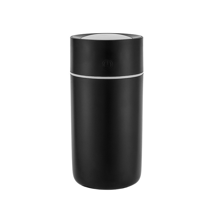 Umidificator mini portabil cu lumina de noapte LED, 350ml, 2 moduri de pulverizare, negru