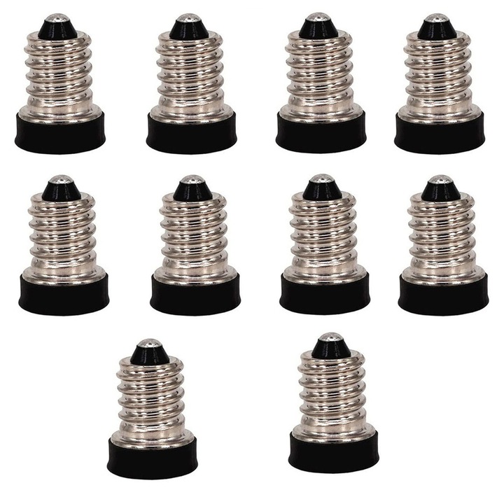 Set 10 adaptoare E14 la E12, metalice, pentru becuri LED, halogen, filament, 220V