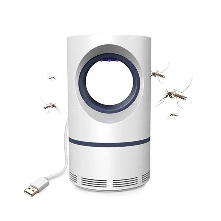 Lampa electrica insecticida anti-mosquito cu USB, 368mm, iluminare 360°, capacitate mare de captare, set de curatare inclus