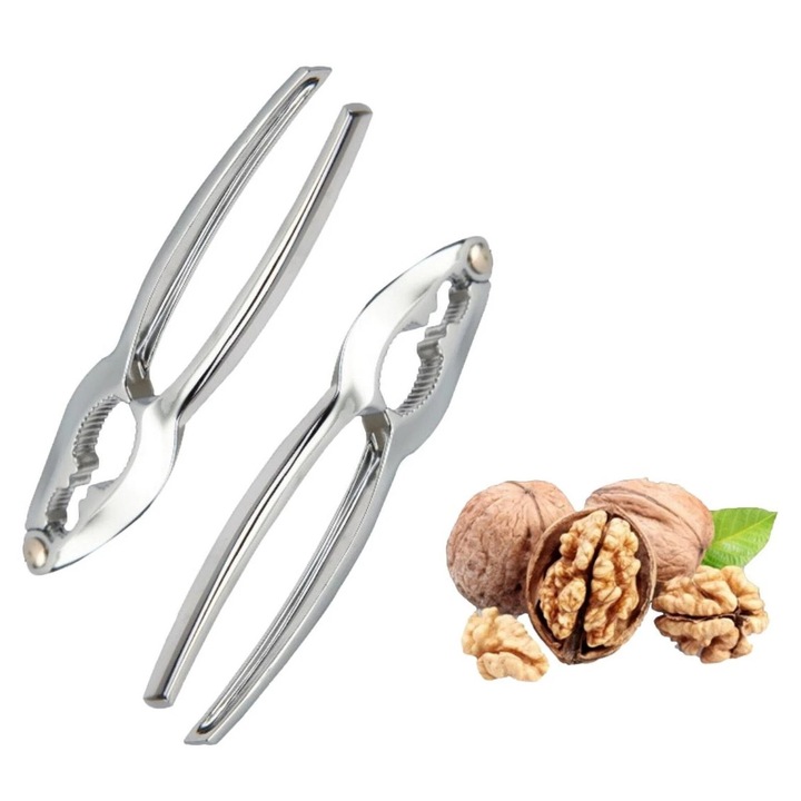 Set 2 deschizatoare de nuci, metalice, ergonomice, pentru nuci, alune, fistic, dimensiuni variate