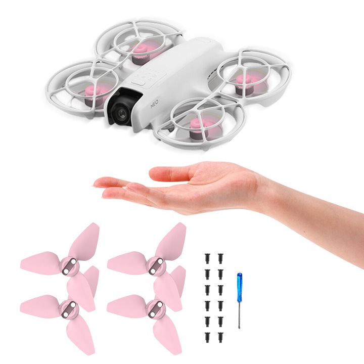 Set elice colorate rapide pentru drone DJI Neo, 2 elice, negru, portocaliu, albastru, rosu, roz
