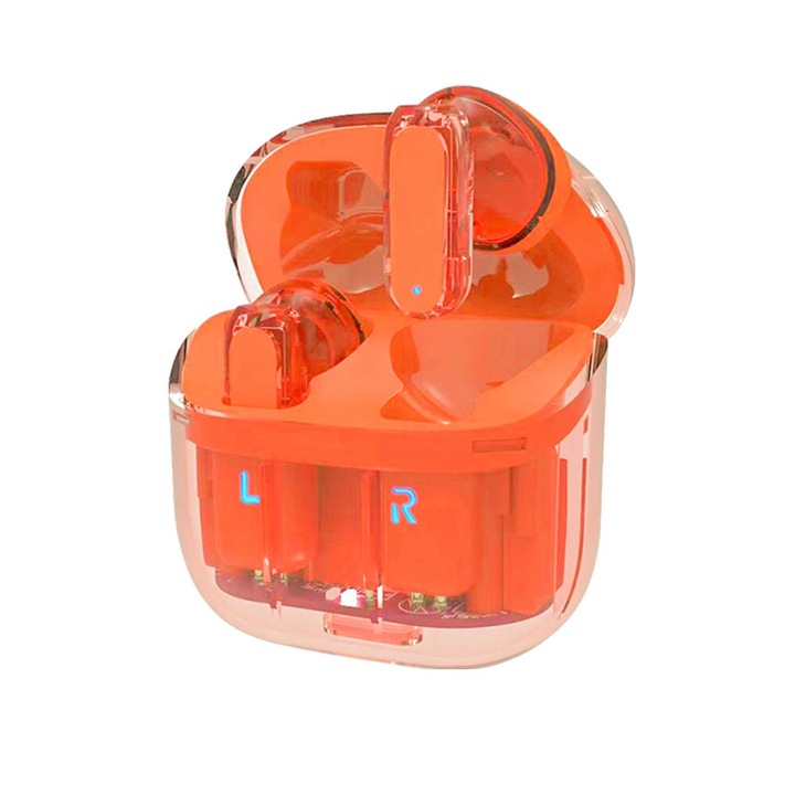 Casti Wireless, Bluetooth, sunet stereo clar, portabilitate, portocalii