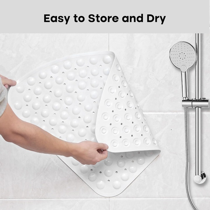 Covoras de dus anti-derapant, 54x54cm, design triunghiular, material PVC, cu ventuze