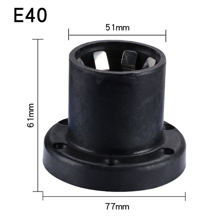 Set 2 suporturi pentru bec E40, termoplastic, 250V, 4A