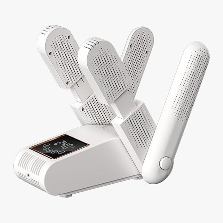 Uscator de incaltaminte electric, cu functie de aer cald, uscare rapida, tehnologie UV, timer inteligent, alb
