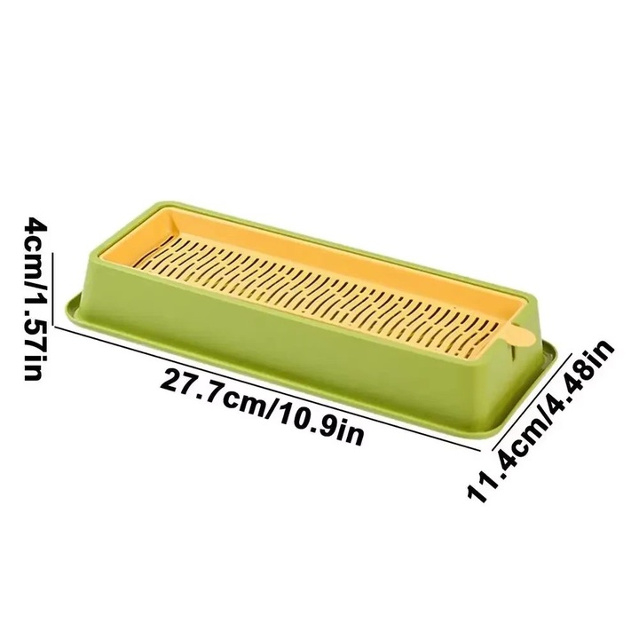 Germinator de iarba pentru pisici, design stratificat, functie hidroponica, verde