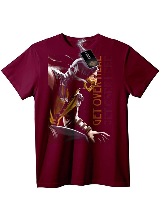 Mortal Kombat Scorpion póló, bordó, XS