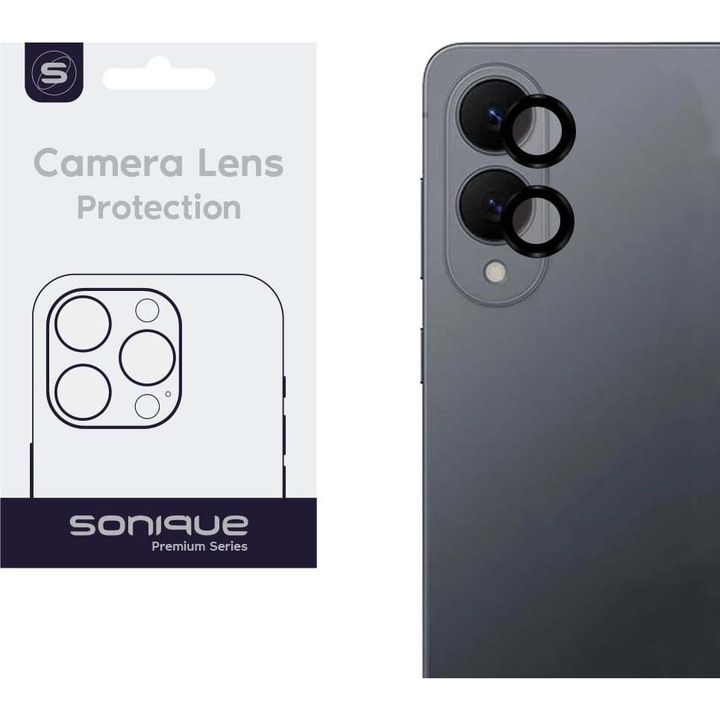 Folii protectie telefoane Sonique, Camera Protection Lens Pro, antichoc, diaphan 95%, negru, pentru Samsung Galaxy S25 Edge