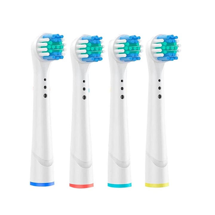 Set 4 capete de inlocuire pentru periute electrice cu peri rotunzi, compatibile, pentru gingii sensibile