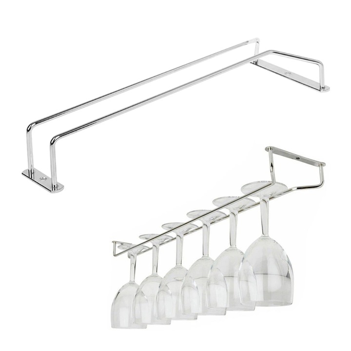 Suport pentru pahare de vin, inox, 14 inch, set de 1 sau 2 bucati, argintiu