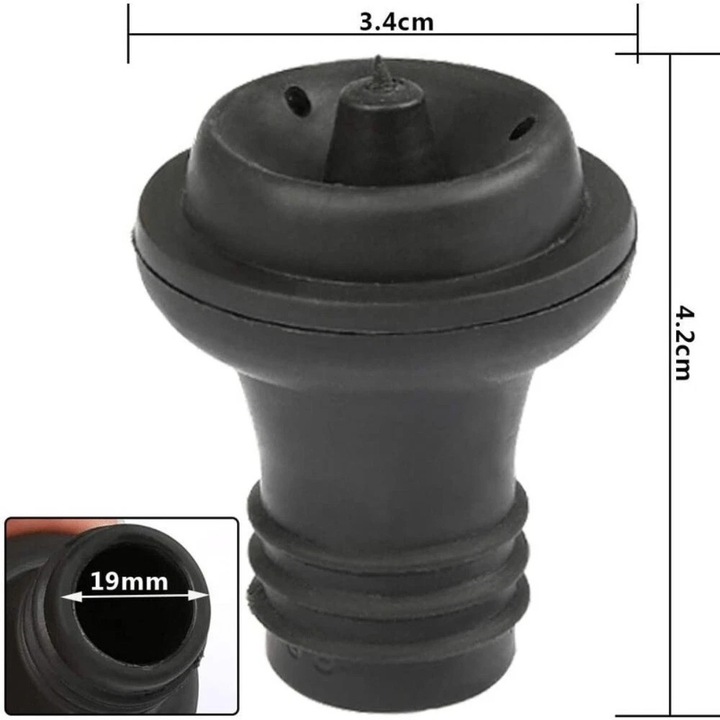 Set 3 dopuri de vacuum pentru sticle, silicon, negru, pentru sticle cu gat plat de 20mm