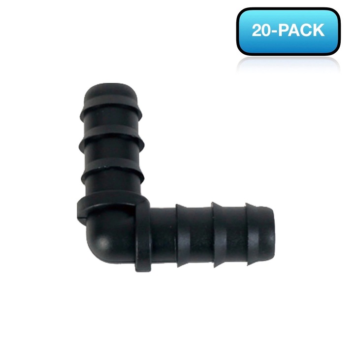 Sarok idom 1/2" barbával, 20 db-os készlet, 30 PSI, kerti öntözéshez, barna műanyag, 16mm