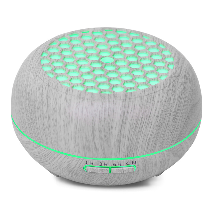 Umidificator cu design din lemn, moduri de vaporizare, control cu un buton, 150ml, multicolor