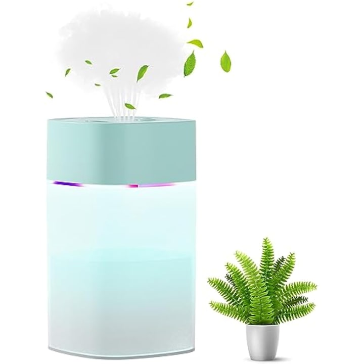 Umidificator, 400ml, functie de temporizare, control vocal si la distanta, difuzor de aroma