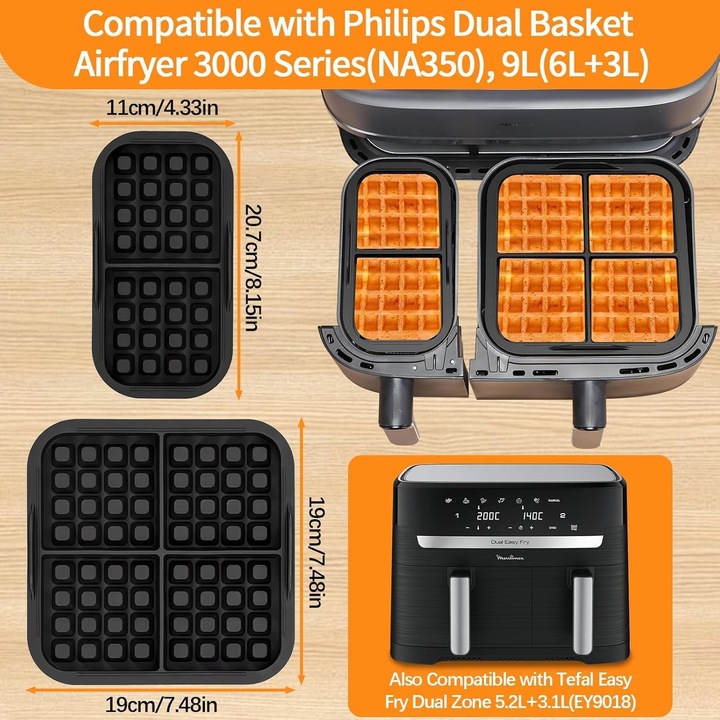 Set accesorii pentru friteuze cu aer, tigaie de copt din silicon, rezistenta la temperaturi ridicate, reutilizabila, multicolor