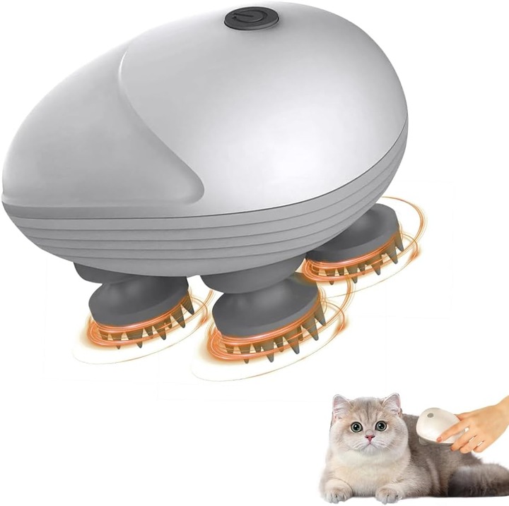 Aparat de masaj electric pentru animale, 4 capete de masaj, impermeabil IPX7, portabil, utilizare umeda/uscata